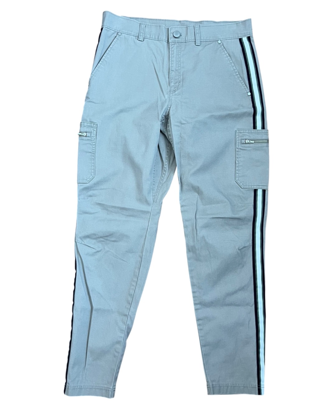 Athleta Summit Cargo Pant Khaki Side Stripe Zip Pocket Size 6 - Picture 2 of 8